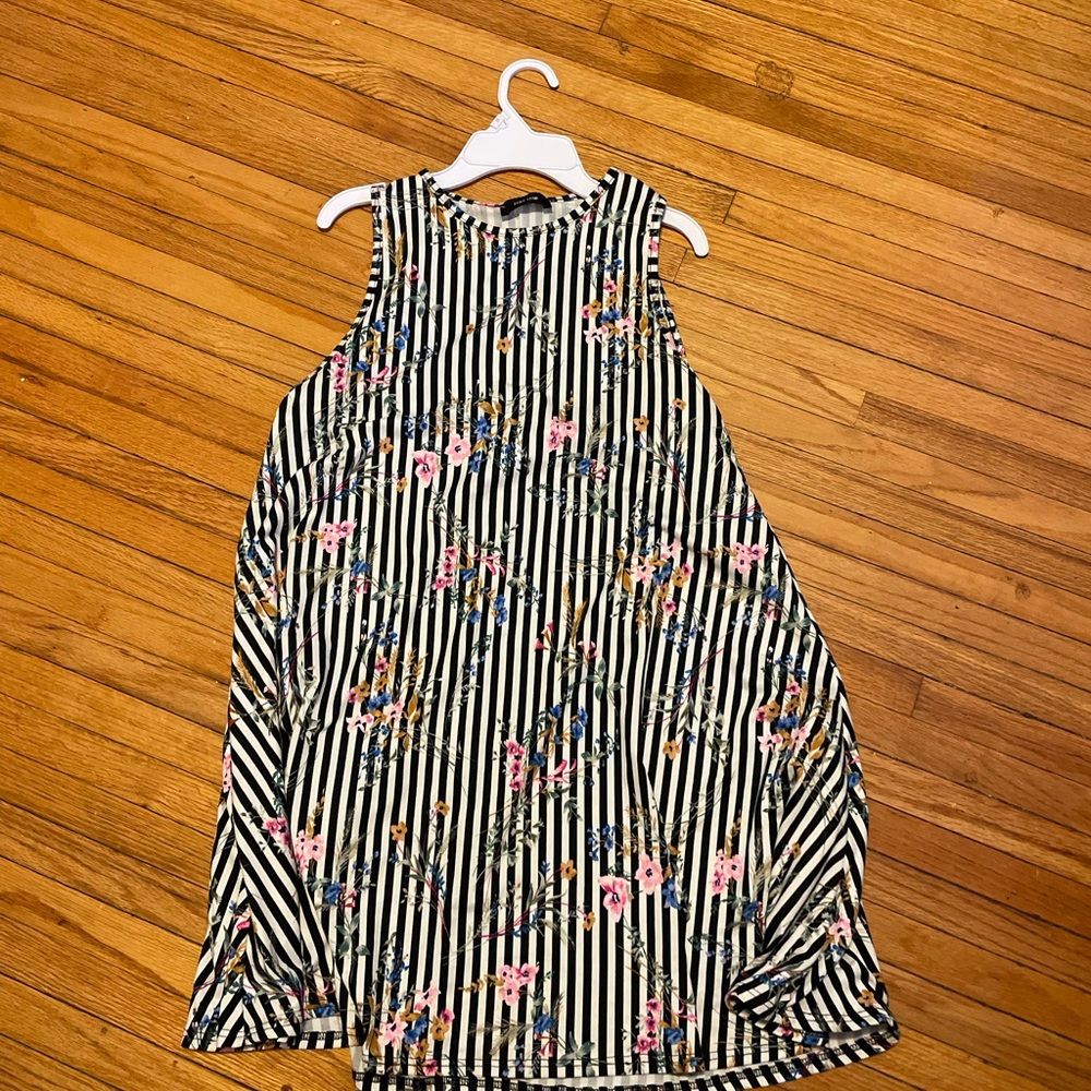 A white and black stripped floral dress worn once